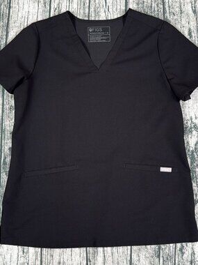 FIGS FW1100 Womens Scrub Top M Black Slim Fit V-Neck
